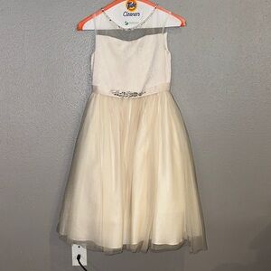 Charming Ivory Kids Dress with Beaded Waist